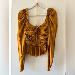 Ulla Johnson Mia Ruffled Top, size 8, golden color, worn 2-3 times. $100